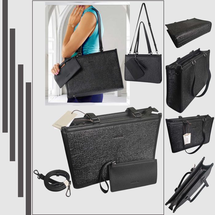 Torebka Czarna Duża A4 dodatkowo Saszetka - NOWA