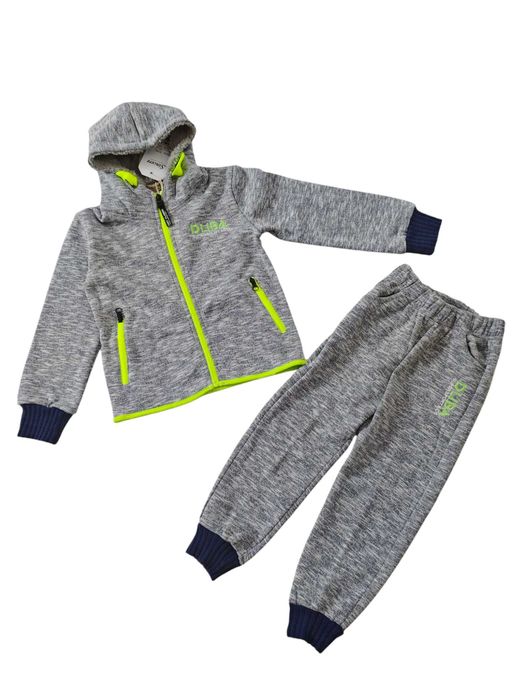 Dres chłopięcy ocieplany zestaw komplet dresowy szary 2 częśc. 104