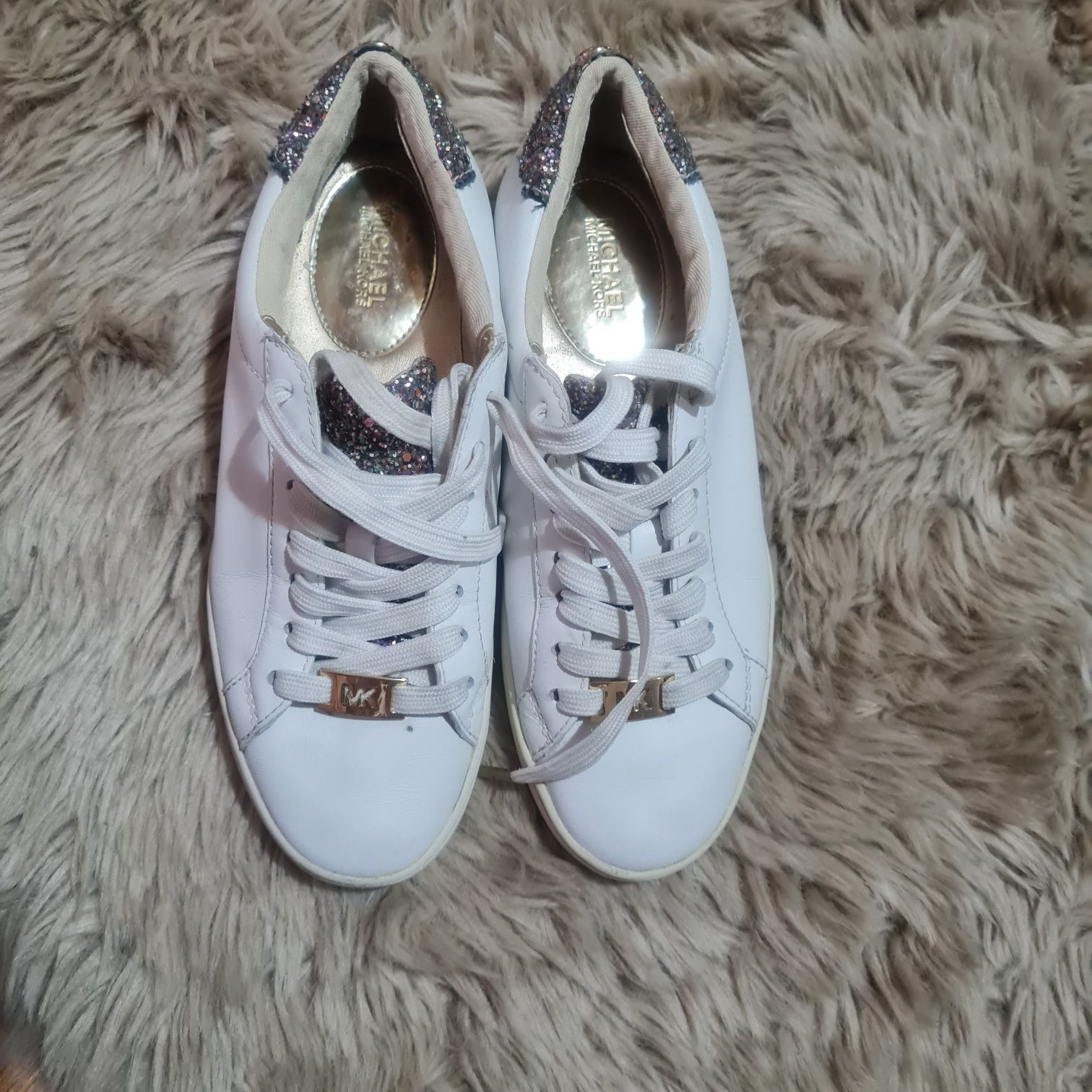 Michael Kors tenisówki skórzane białe z brokatem r. 35 trampki adidasy