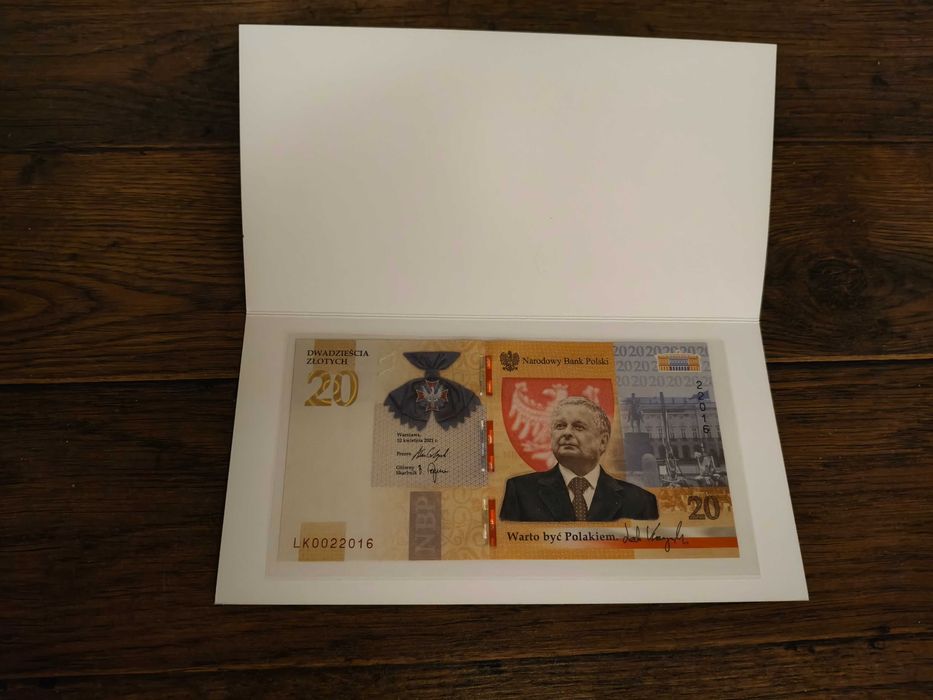 banknot 20 zł "Warto być Polakiem" Lech Kaczyński