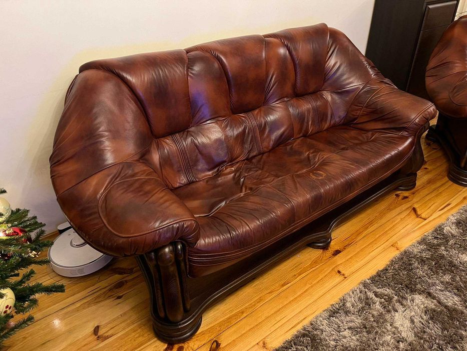 Skórzany komplet wypoczynkowy 3+2+1