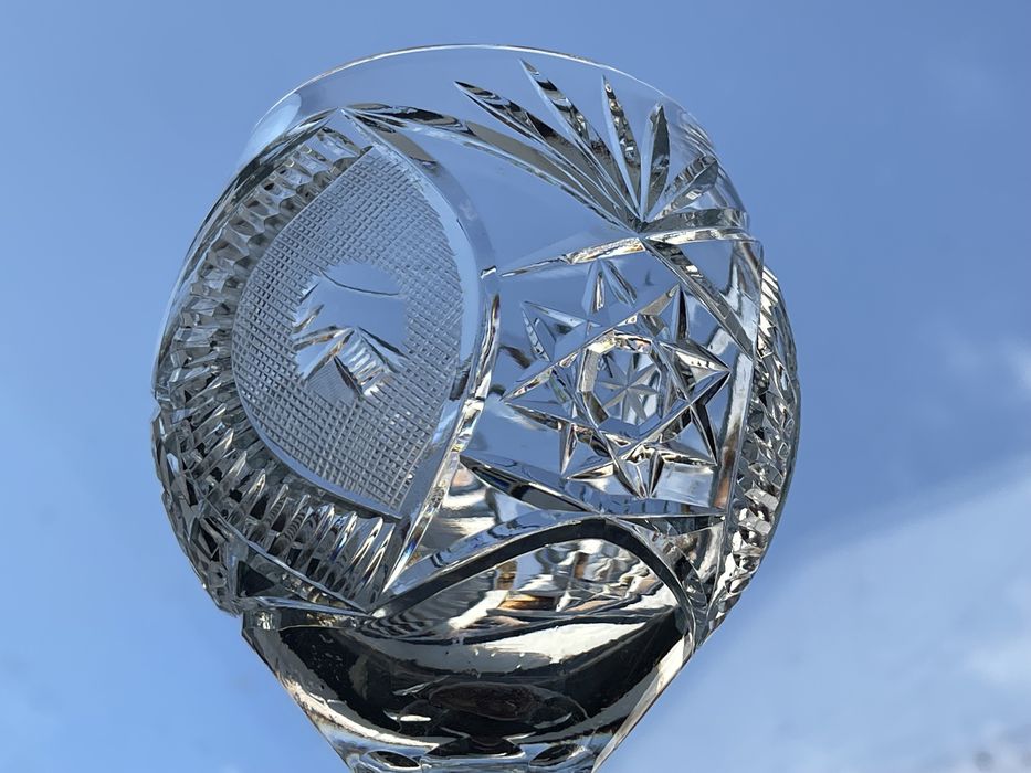 Duże Masywne Kryształowe Kieliszki z Prl