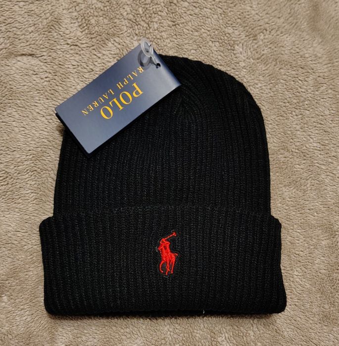 Zimowa czarna czapka Ralph Lauren