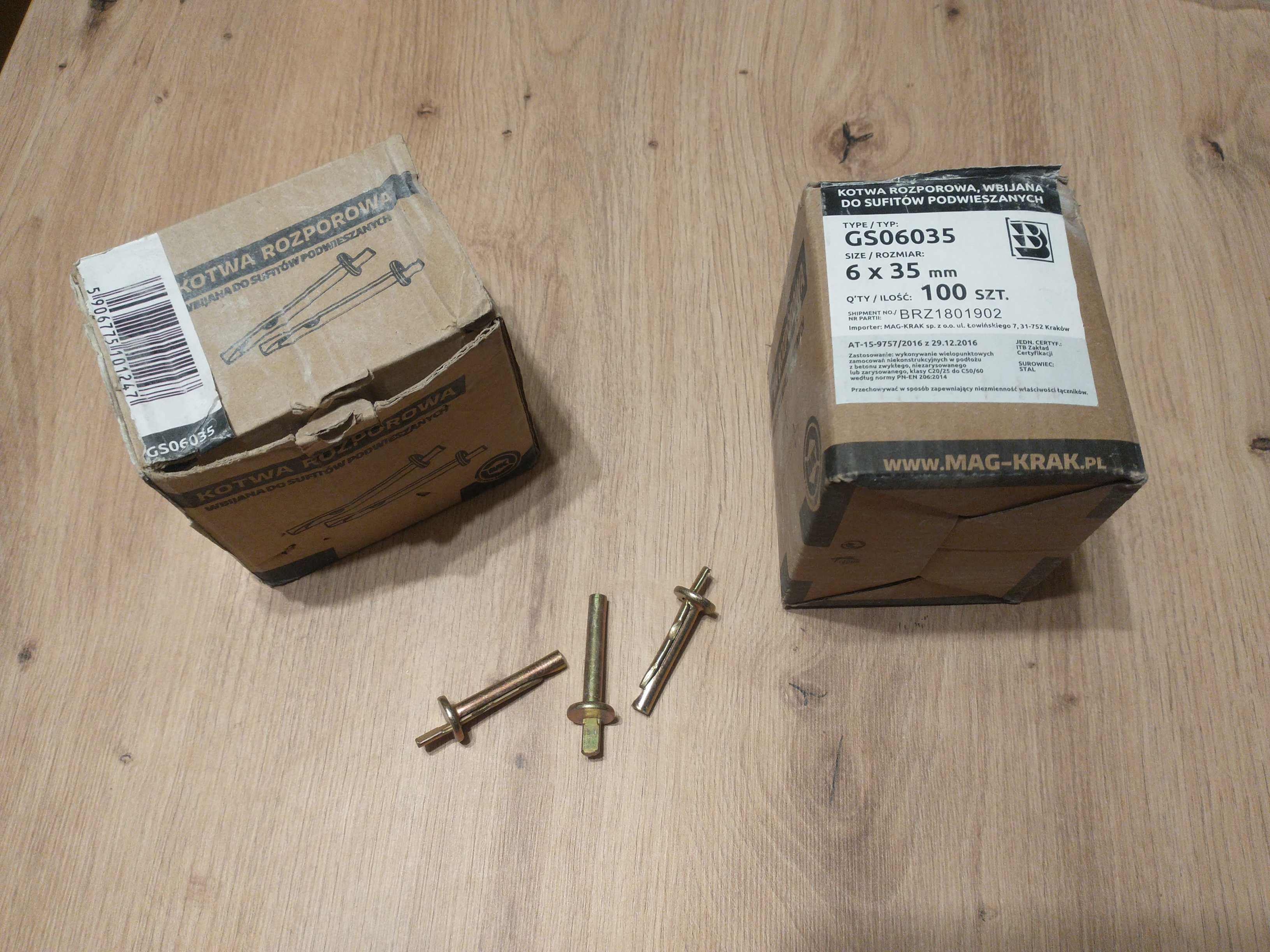 Kotwa rozporowa do sufitów podwieszanych stalowa 180 szt. 6x35