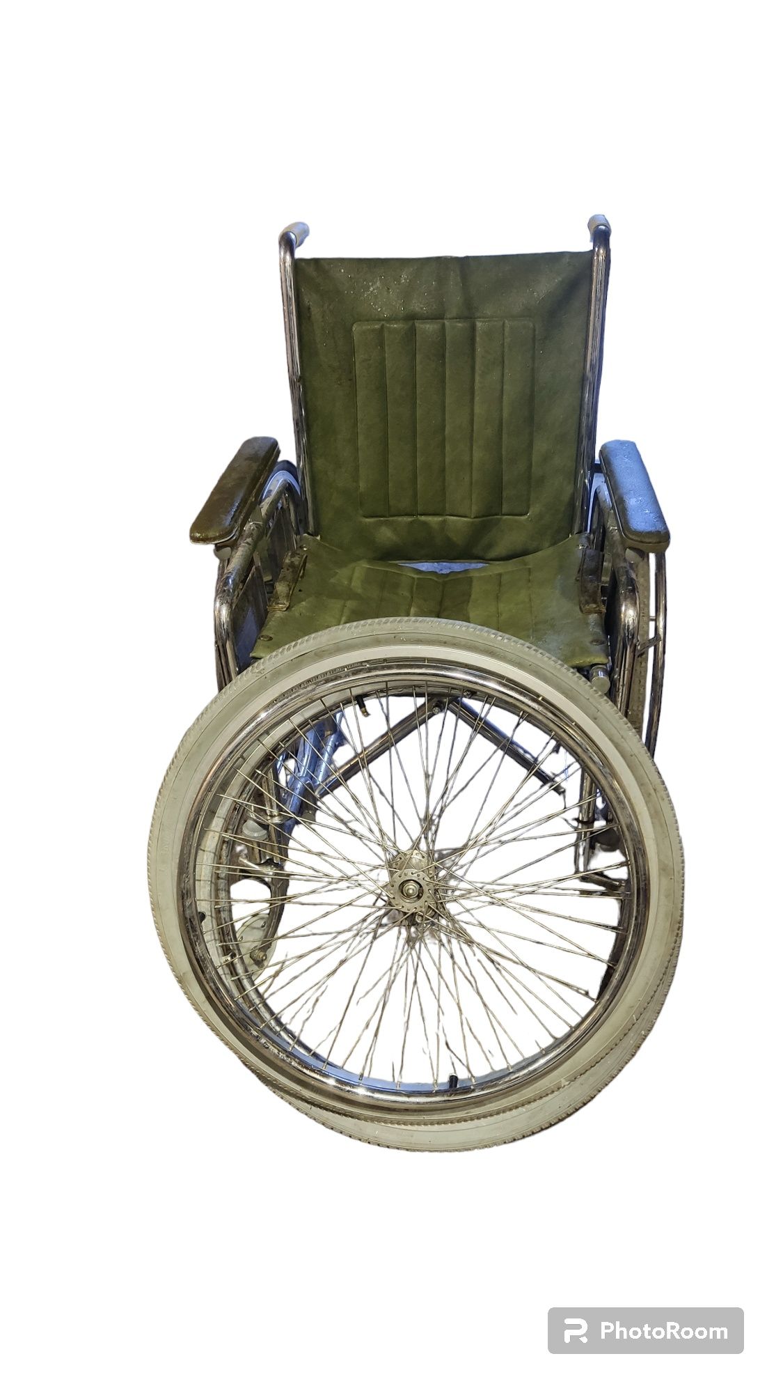 PRL Zabytkowy wózek inwalidzki + 2 zapasowe felgi + podnóżki SPRAWNY
