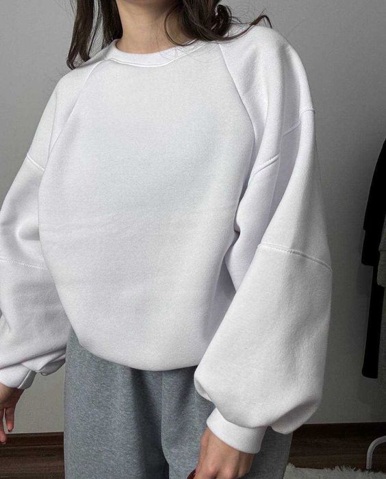 Жіноче тепле худі на флісі світшот без капюшона оверсайз кофта зимова