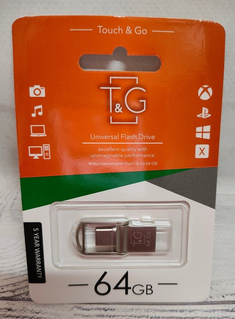 Флешки 2 в 1, на 64 gb, 128, 256 gb  роз'єм micro USB,  Type-C,  Light