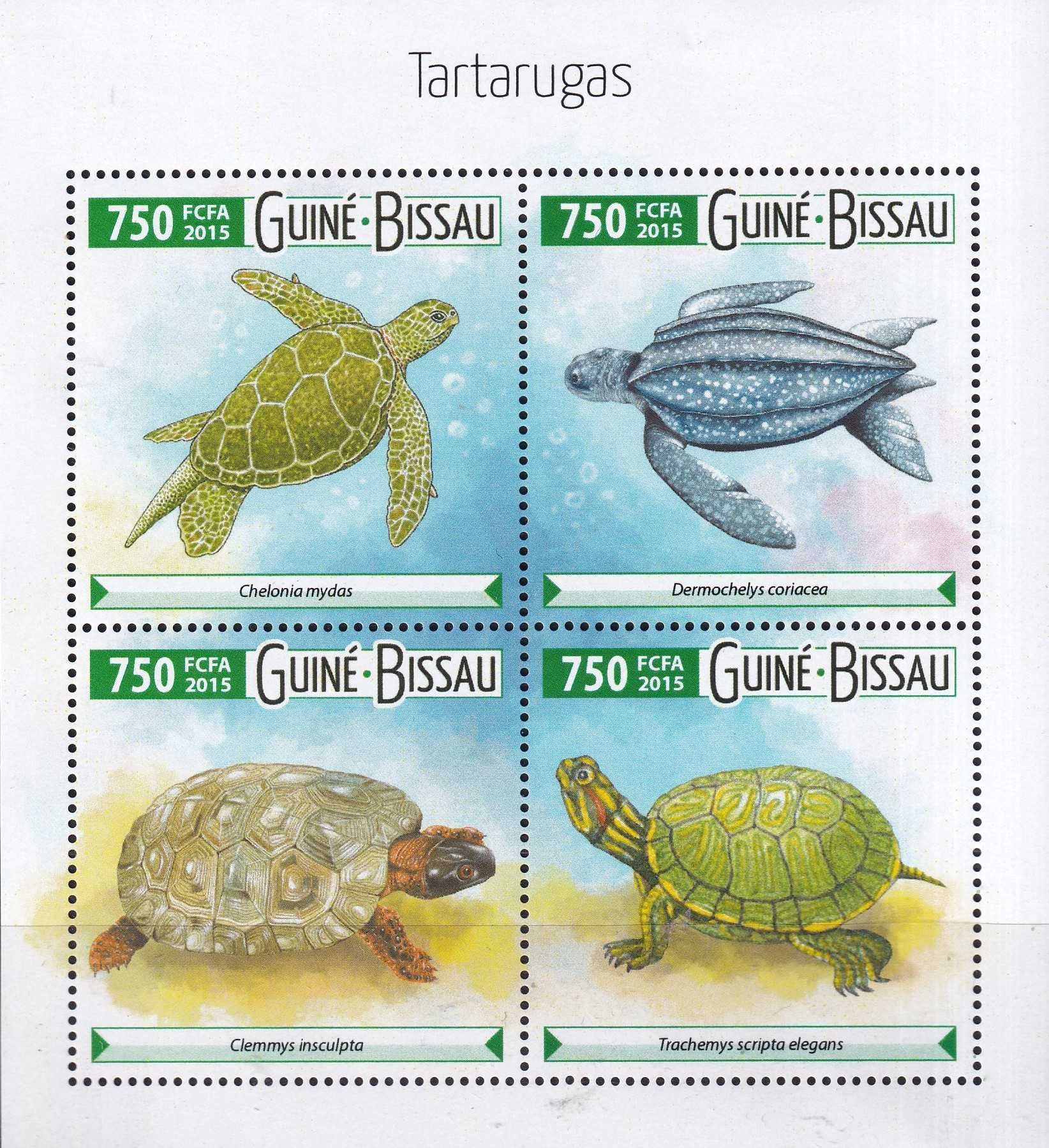 Gwinea Bissau 2015 cena 5,90 zł kat.8,00€ (3) - żółwie, arkusz