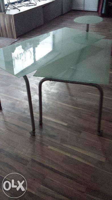 Nowoczesne biurko szklane rozkładane dwuczęściowe ,dwupoziomowe