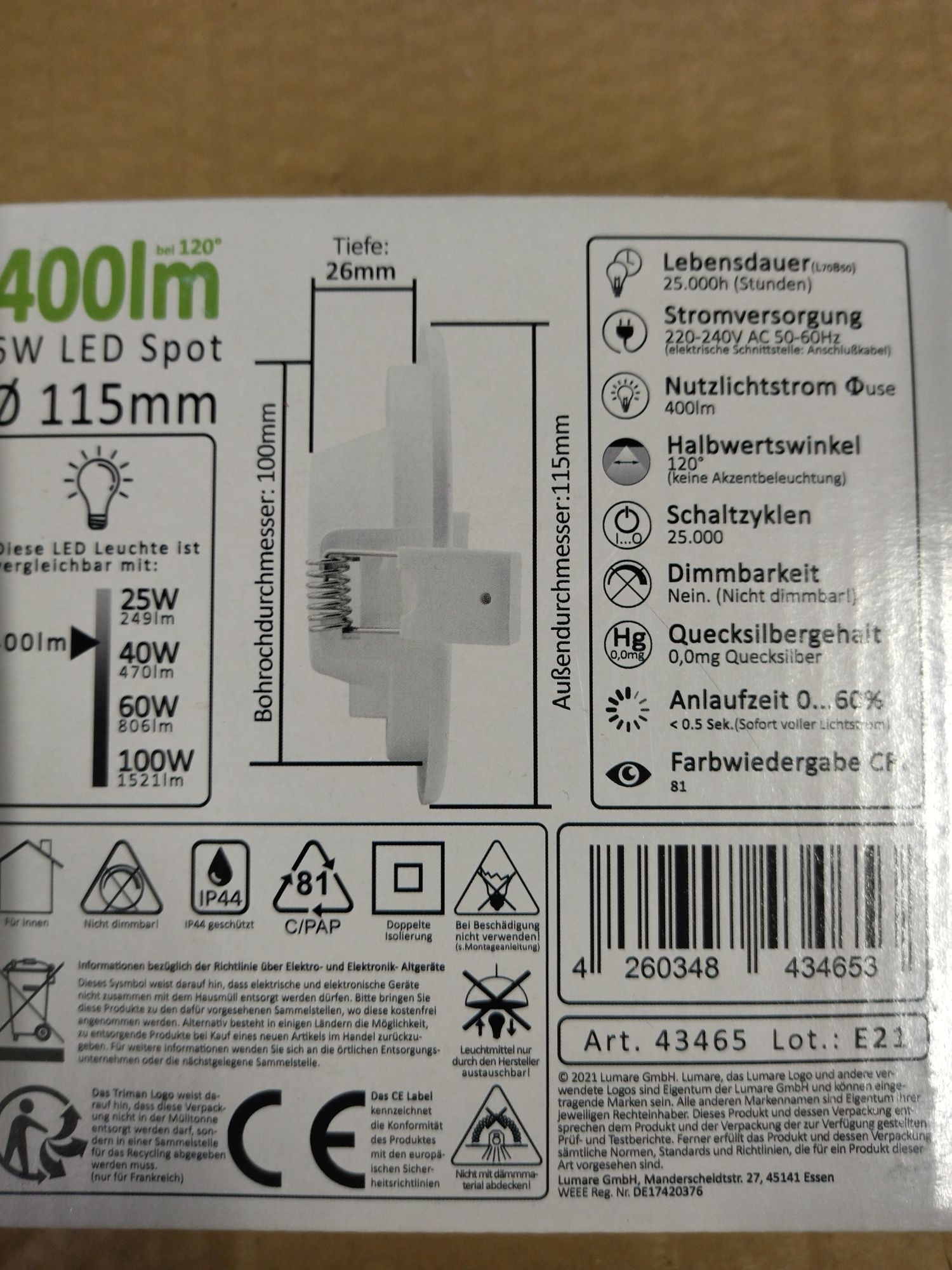 Spotlight światło LED do zabudowy *