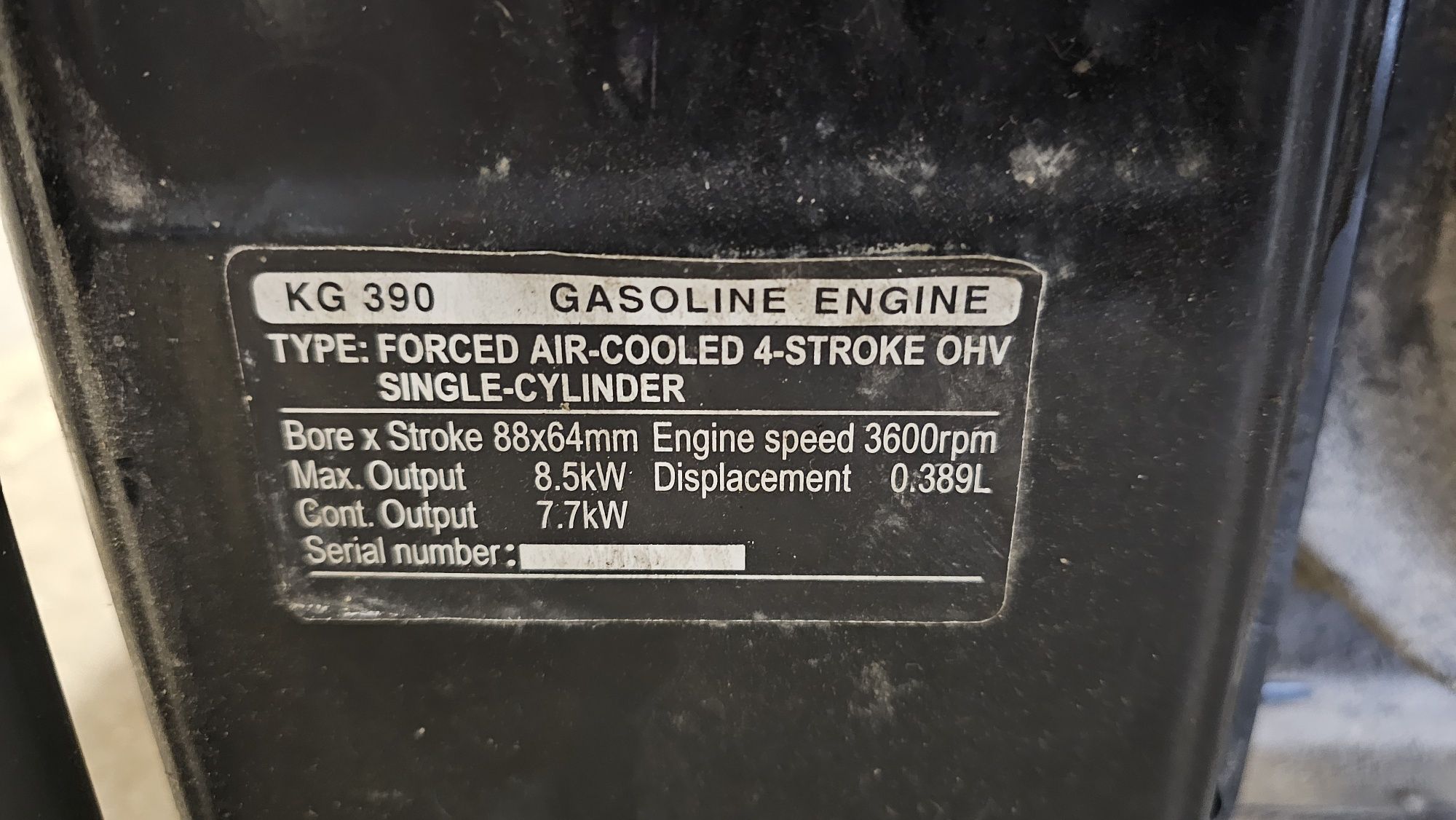Agregat prądotwórczy 5,5 kw JONV KG 390