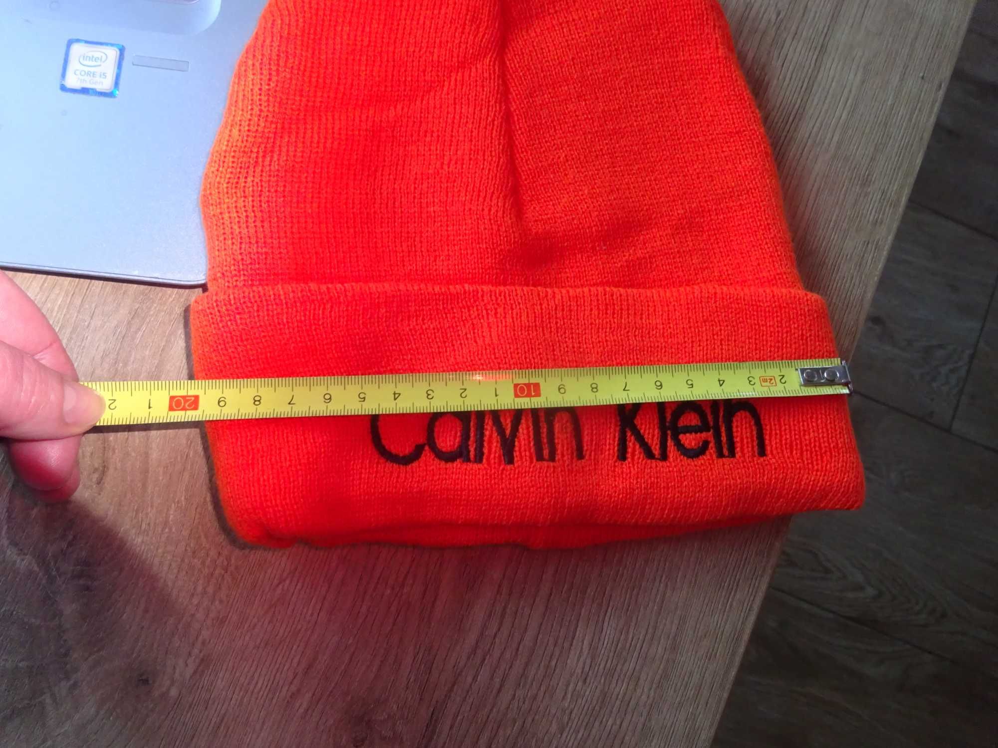 nowa męska damska zimowa na zimę czapka pomarańczowa Calvin Klein