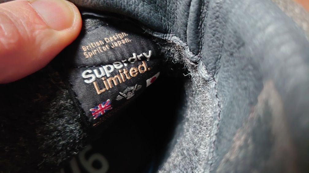 Superdry boots 43 męskie buty skórzane czarne glany wysokie za kostkę