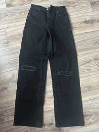 Bershka 32 wide jeansy xxs szerokie czarne rozszerzane