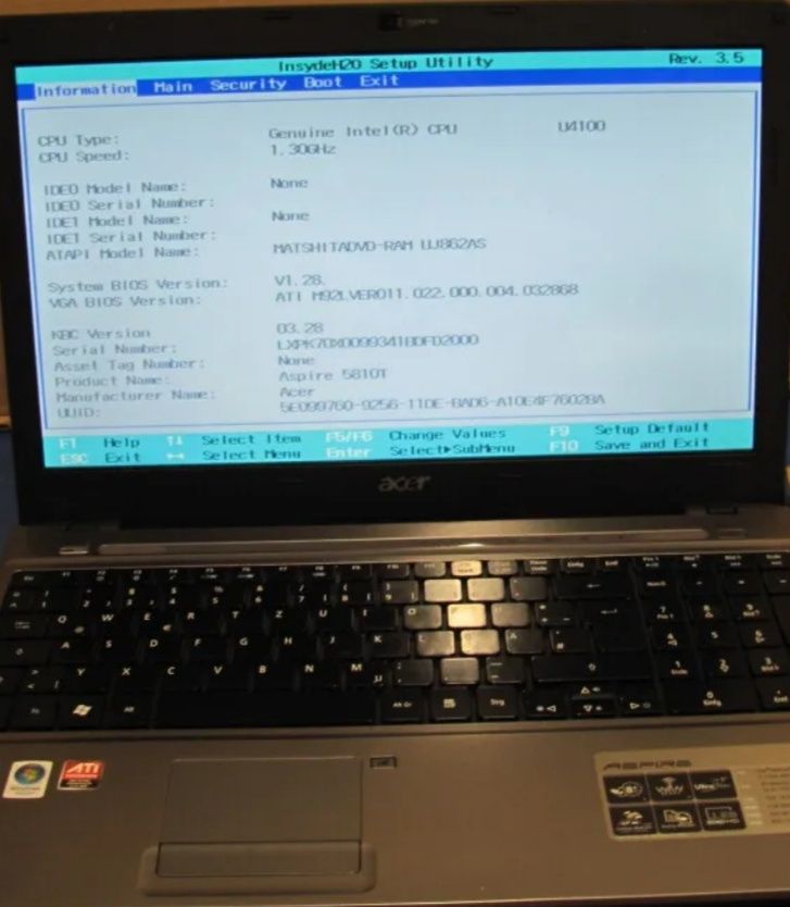 Ноутбук Acer aspire 5810TZG, Intel u4100, 2 ядра, 2Gb RAM