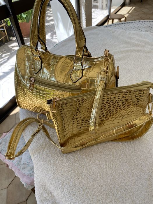 Conjunto de Mala+pochete dourdas