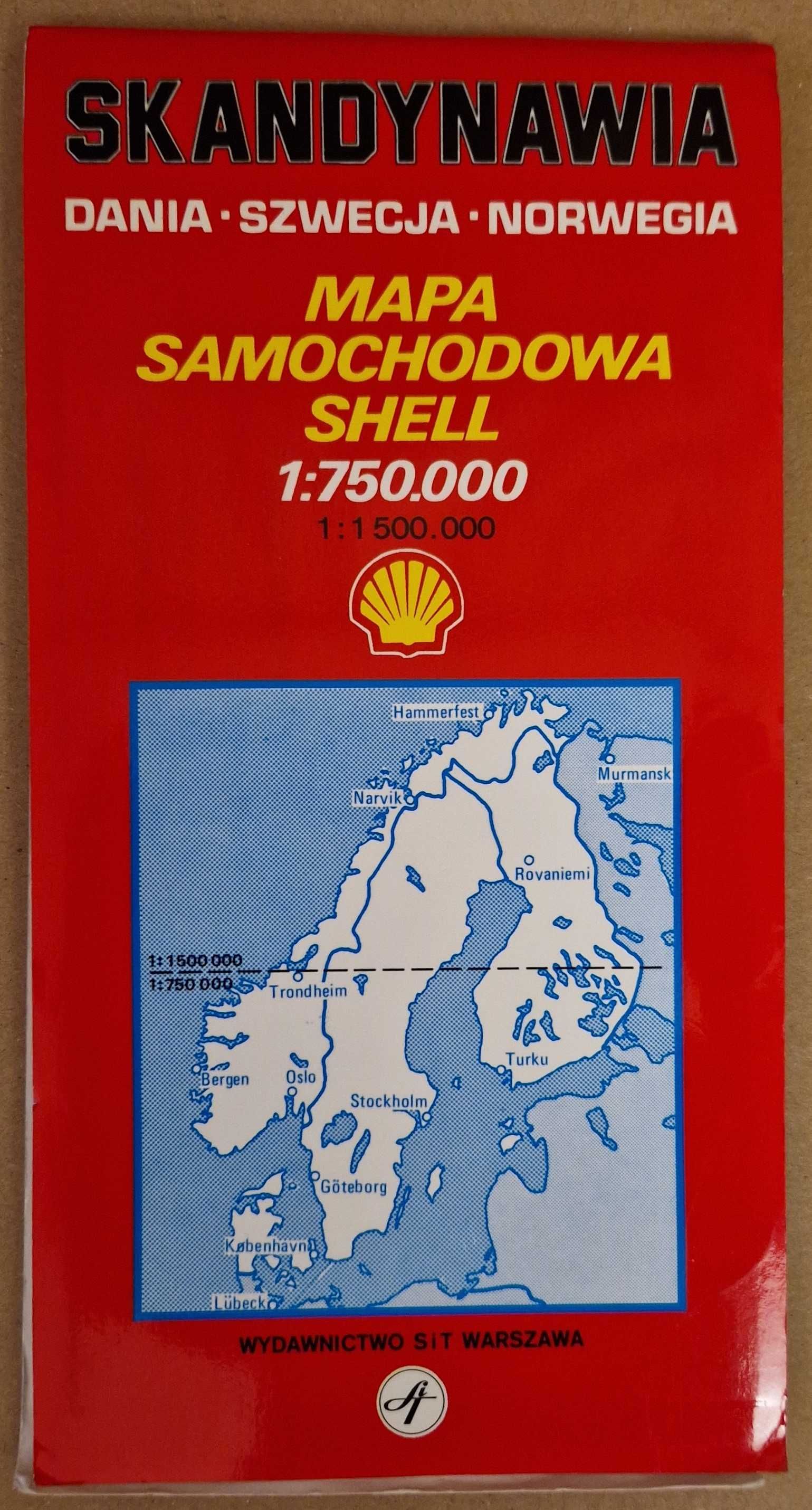 Mapa Skandynawia Dania Szwecja Norwegia 1:750 000