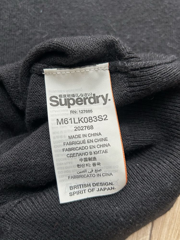 Sweter męski Superdry bawełna Kaszmir czarny klasyczny elegancki