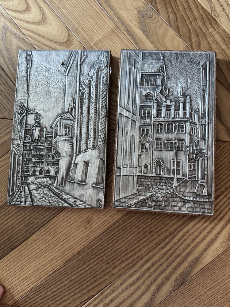 Stare obrazki 3D – metaloplastyka – 2 sztuki