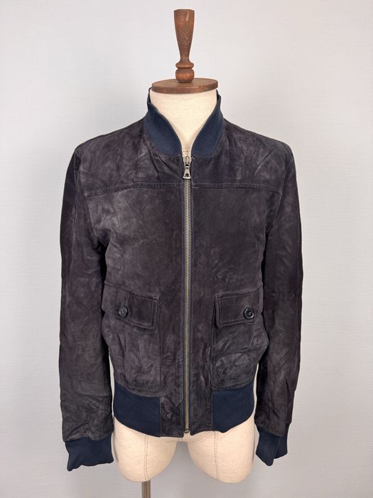 Vintage Dolce Gabbana Leather Blue Jacket Sz 50