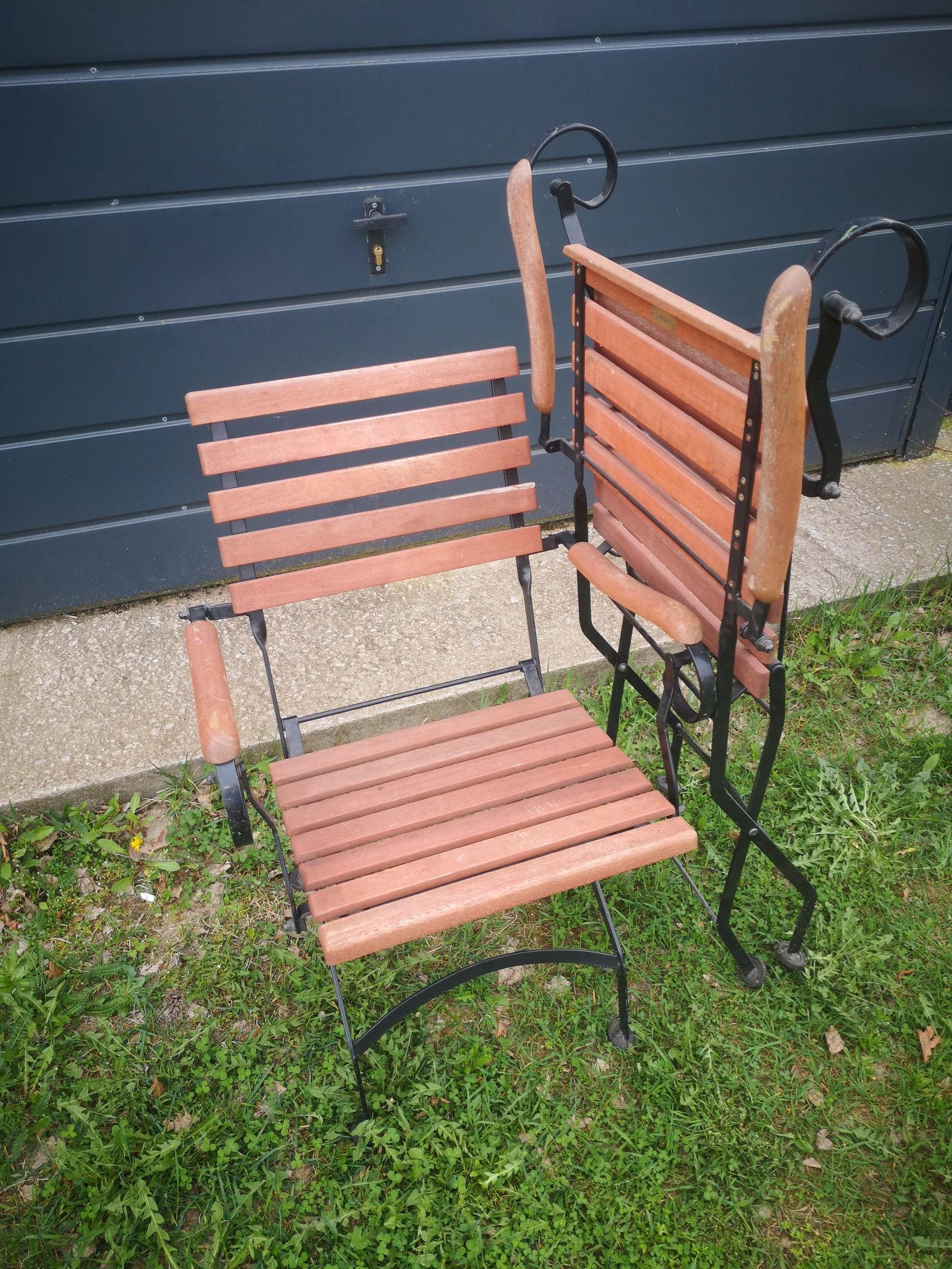 Stare, krzesła ogrodowe ze stali
