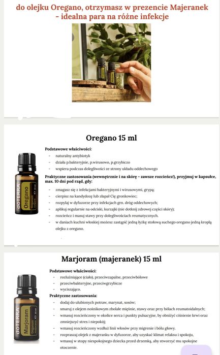 Zestaw Oregano i Majeranek dōTERRA olejki eteryczne