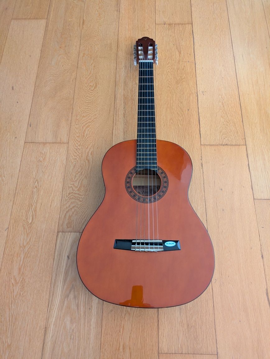 Guitarra acústica com tripé para pauta