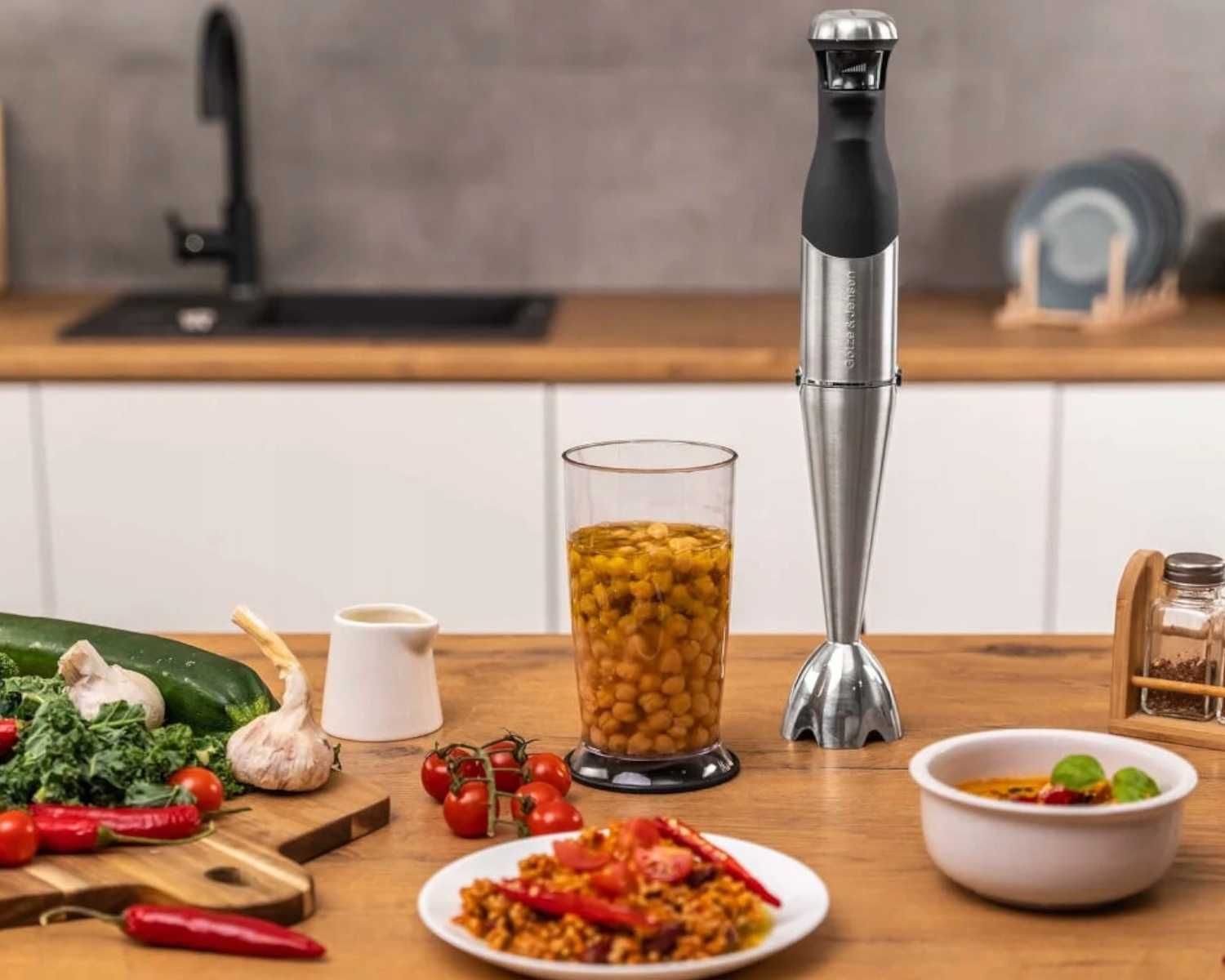 Mocny GÖTZE & JENSEN Blender Ręczny 1000W + Kruszenie Lodu + Malakser