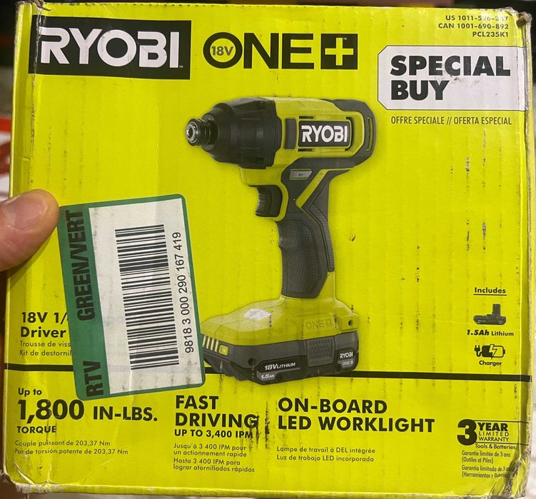 Набір імпакта RYOBI PCL235 18V ONE+ 1/4" акб зарядка новий з США