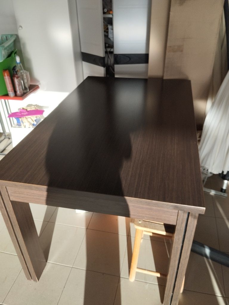 Mesa de Jantar Grande Extensível de Madeira Castanho