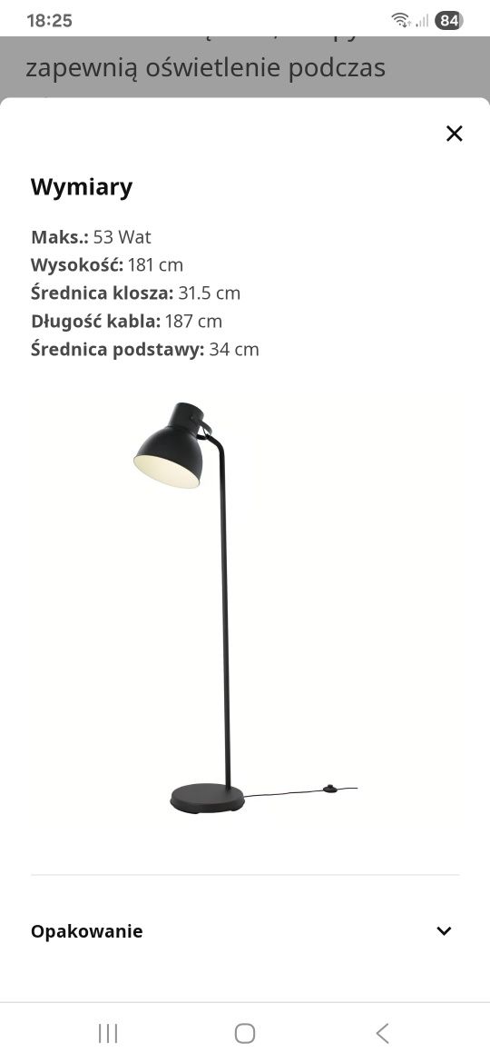 Lampa Hektar stojąca