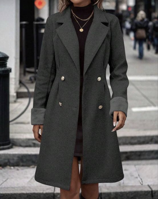 Sobretudo Cinza lapela trepassado Feminino