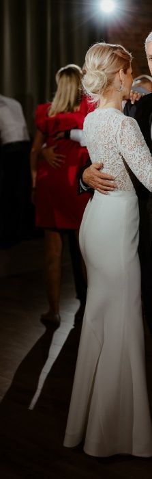 Suknia ślubna z piękną koronką długi rękaw Salon MADONNA
