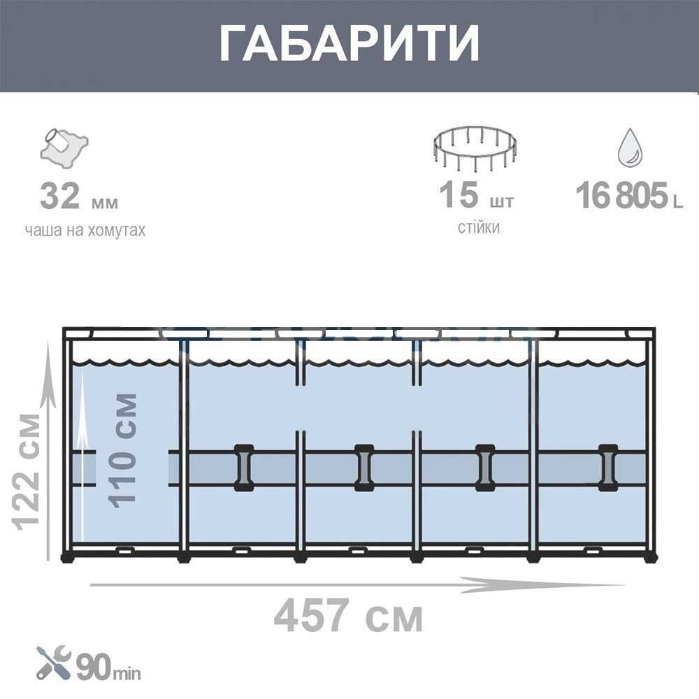 Intex 28242, каркасний басейн 457 x 122 см