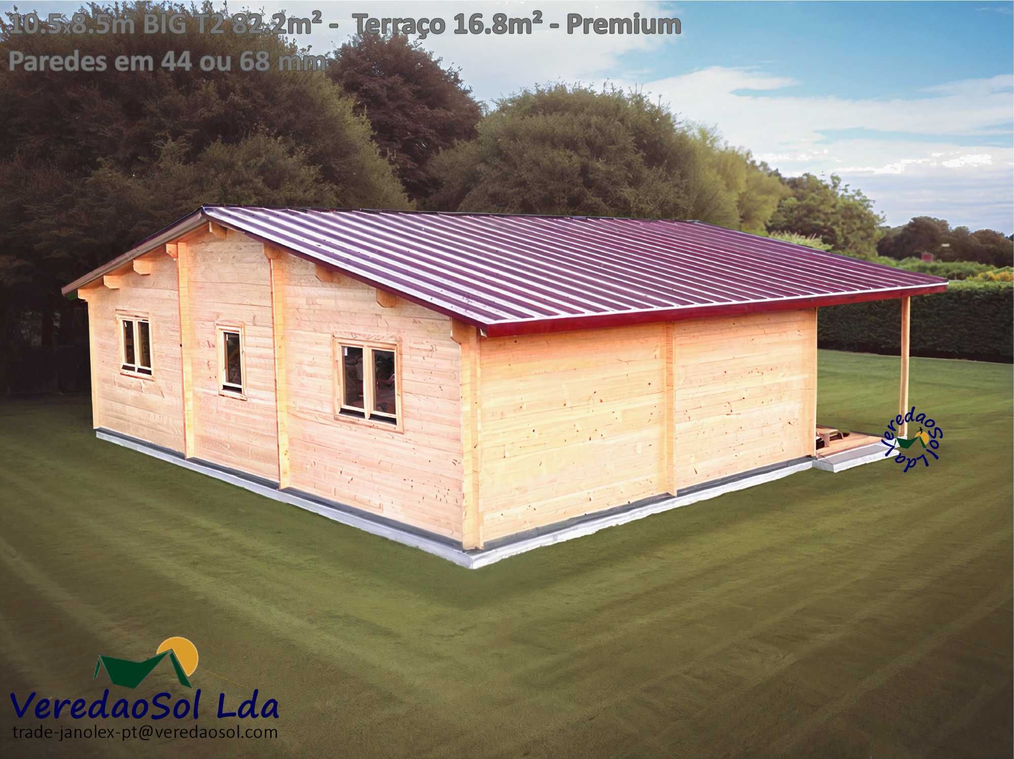 Casa madeira pré fabricada KIT BIG T2 / Jennifer 82.2m² - Coberta 98m²