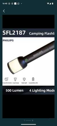 Latarka Philips SFL2187 2W1 lampka 4 tryby usb C