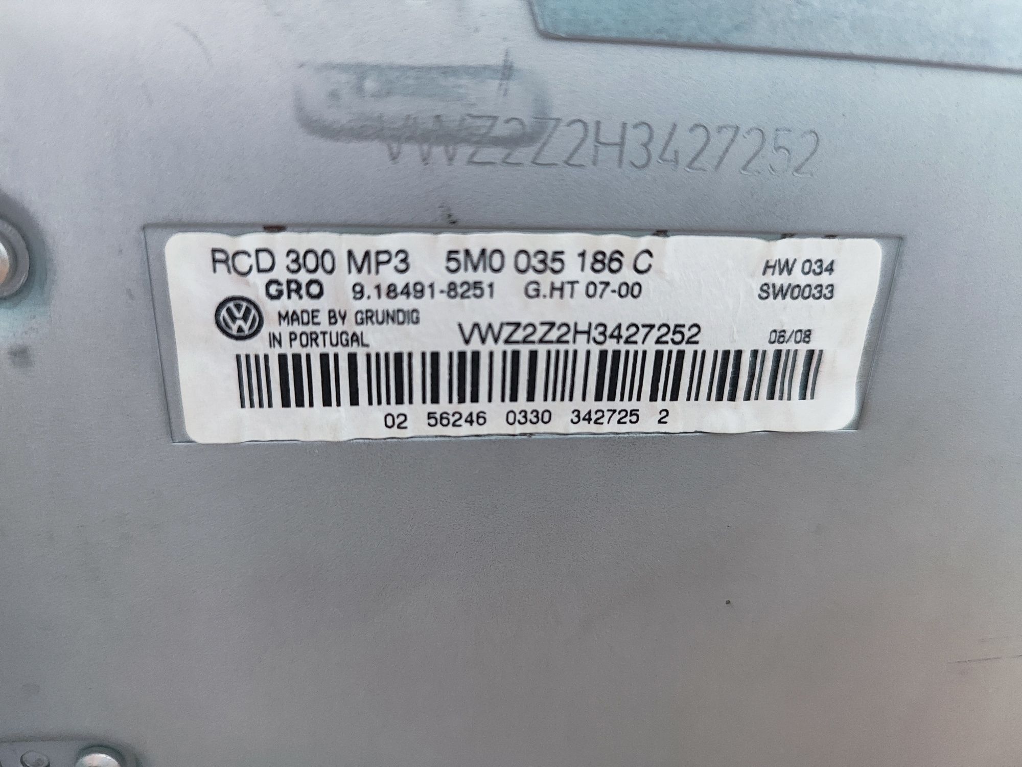 Radio VW RCD 300 MP3. Sprawne. Rozkodowane