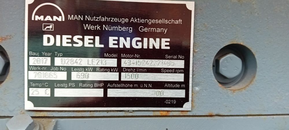 Agregat Prądotwórczy MAN Diesel 640 kw 700 800 kva 29 mth stan fabrycz