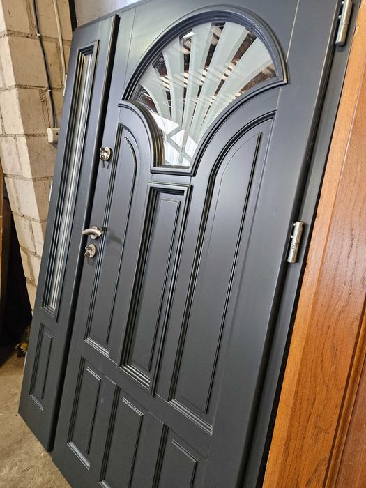 DRZWI Zewnętrzne Drewniane Sosnowe z Doświetlem Wejściowe 139x209cm