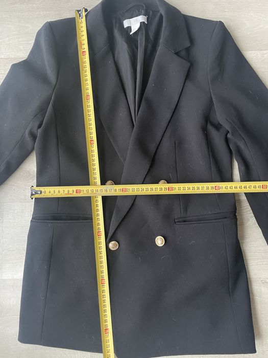 H&M чорний двобортовий піджак oversize жакет блейзер кардиган віскоза