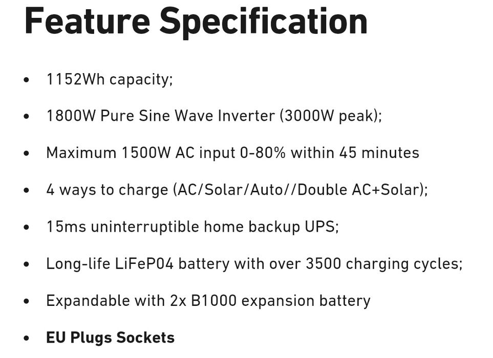 ALLPOWERS R1500 — портативна станція живлення 1800W, 1152Wh, LiFePO₄