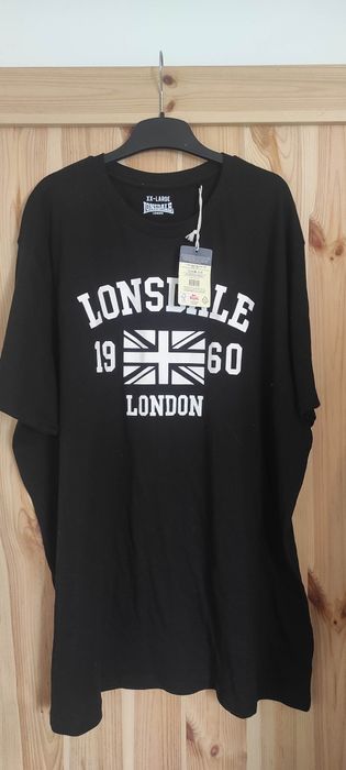 Czarny męski t-shirt z dużym białym logo mowa bluzka koszulka Lonsdale