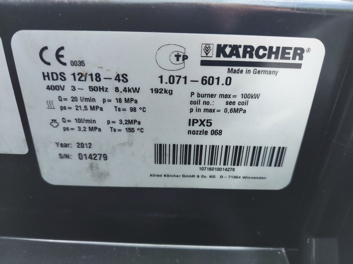 Karcher Hds 12/18-4S z podgrzewaniem wody 2012r wolnoobrotowa 400V