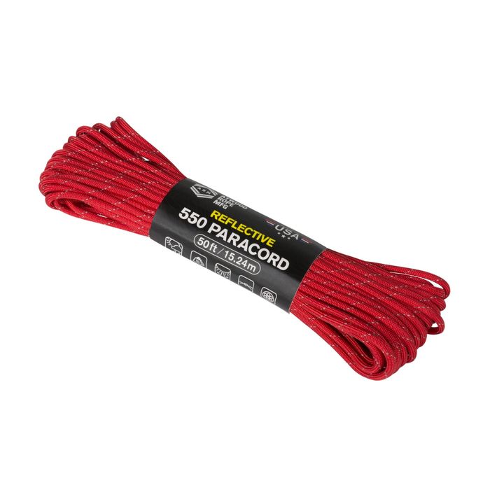 Linka Paracord 550 ATWOOD (3,4mm/15 m) Nylon REFLECTIVE czerwona