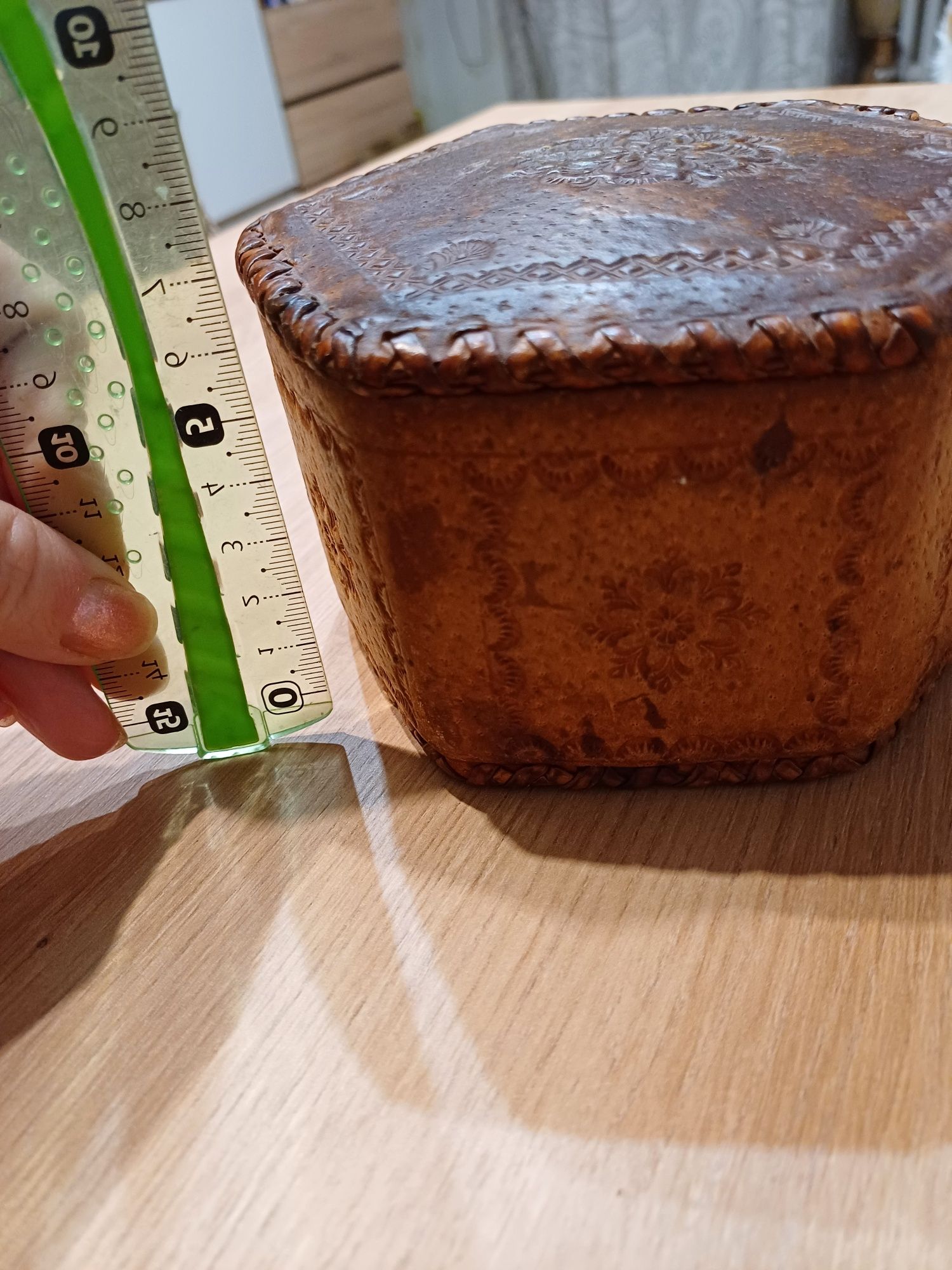 Pudełko skórzane puzderko szkatułka schowek