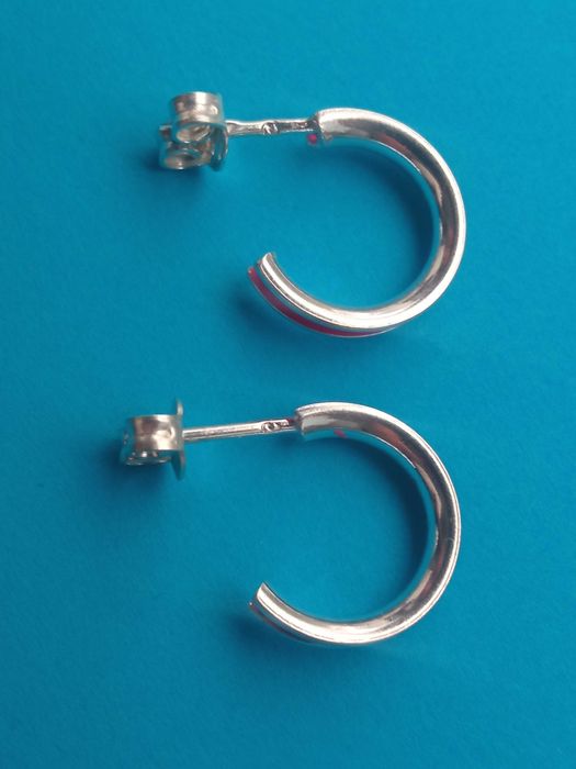 Srebrne kolczyki kółka koła różowe 1,5 cm Srebro 925