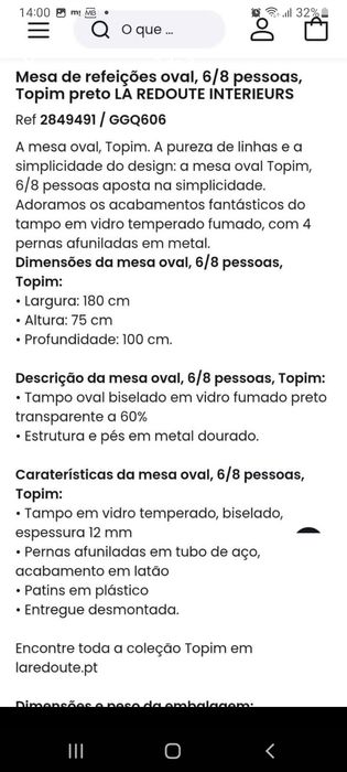 Mesa de refeição oval 6/8 pessoas LA REDOUTE