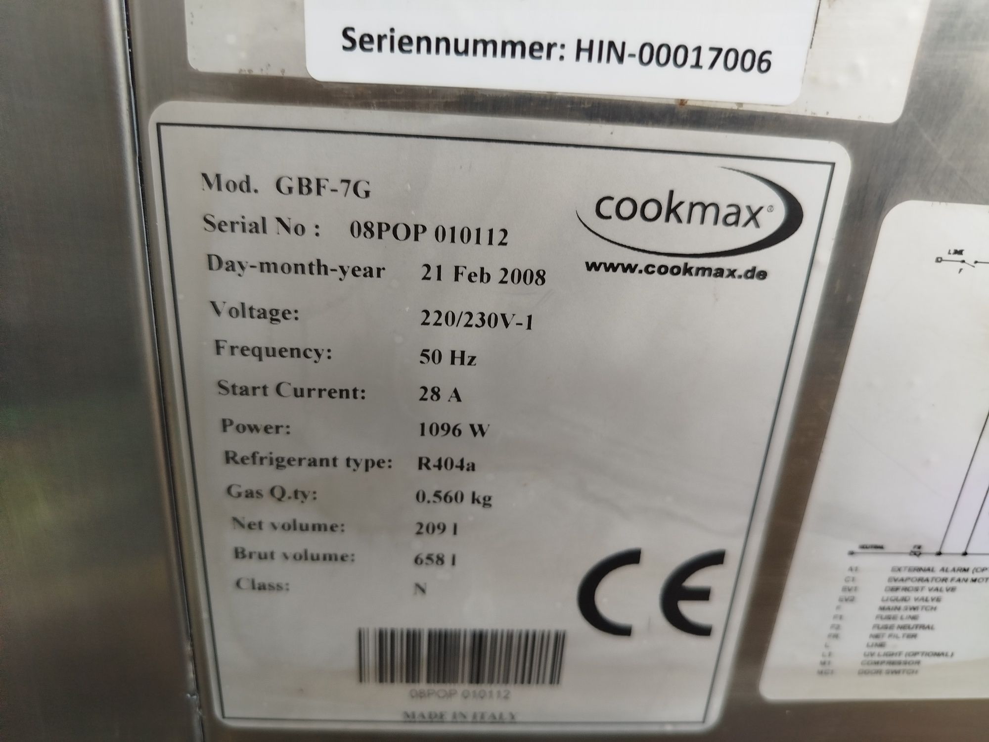 Камера шокової заморозки Cookmax