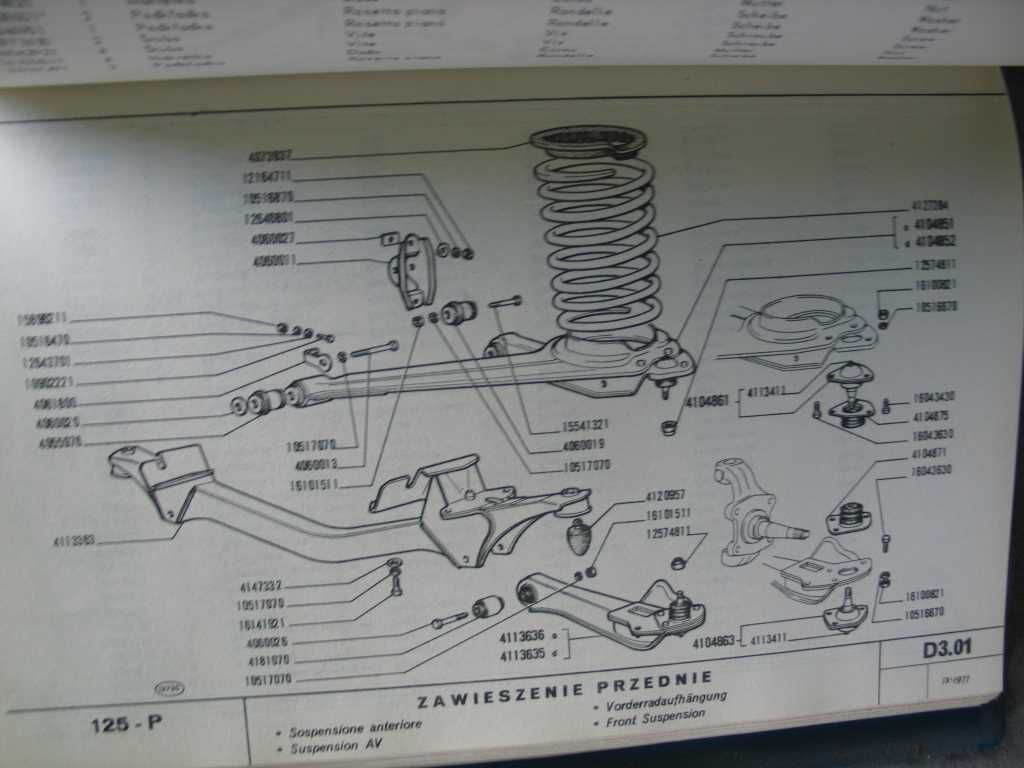 Katalog części zamiennych Fiat 125p oryginał 1971