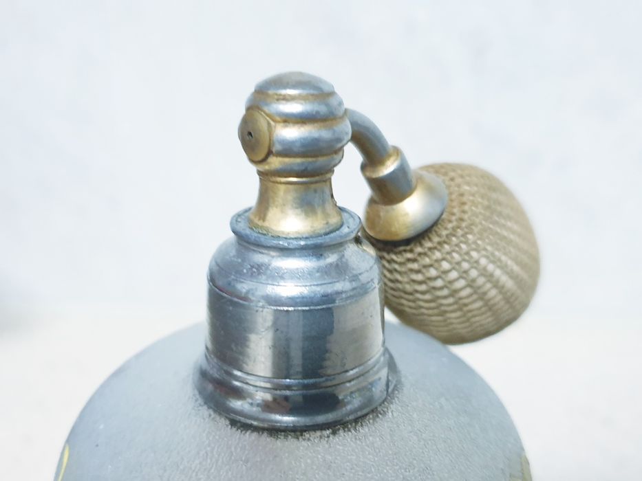 Lindo antigo frasco de perfume em vidro fosco esmaltado à mão